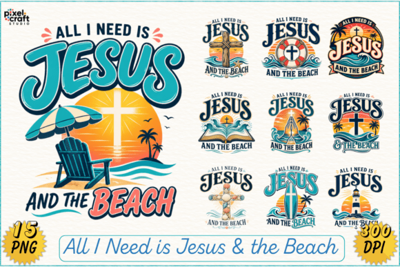 All I Need is JESUS the the Beach Bundle T-Shirt Designs