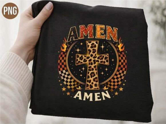 Amen Cross Leopard Print Christian PNG T-Shirt Designs