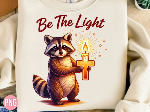 Be the Light Faith Christian Raccoon PNG T-Shirt Designs