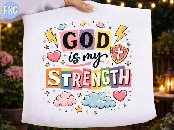 Christian God Is My Strength Faith PNG — T-Shirt Designs