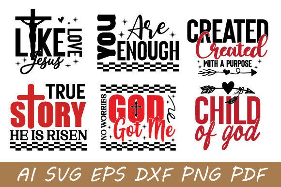 Christian PNG SVG Bundle Faith Quotes for T-Shirt Designs