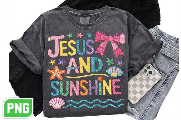 Christian Summer Jesus and Sunshine PNG for T-Shirt Designs