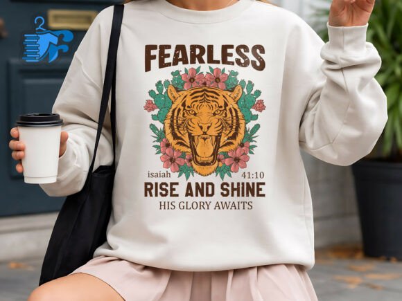 Fearless Tiger Christian PNG for T-Shirt Designs
