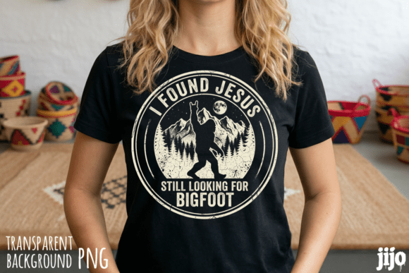 Jesus Bigfoot Sasquatch Mountains PNG T-Shirt Designs