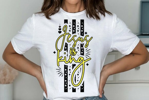 Jesus is King SVG: Striped Christian SVG for T-Shirt Designs