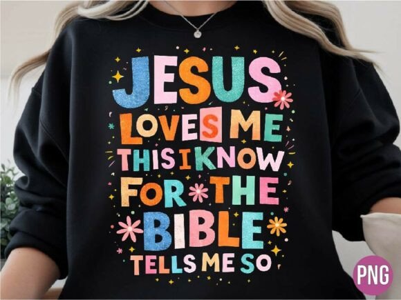 Jesus Loves Me Bible Quote Retro PNG