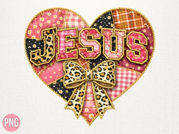 Leopard Heart Jesus Faith T-Shirt PNG for Designers