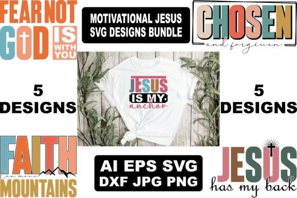 Motivational Jesus SVG Designs Bundle: T-Shirt Designs