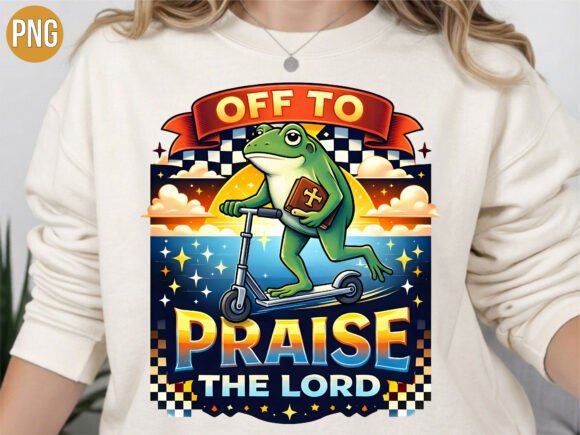 Off to Praise the Lord Christian Frog T-Shirt Designs