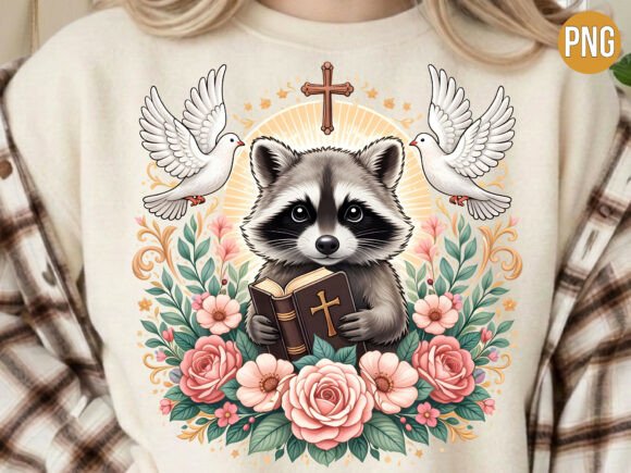 Raccoon Bible Dove Christian Faith PNG T-Shirt Designs