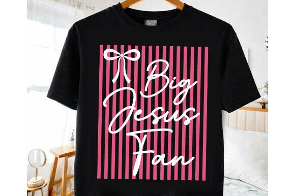 Striped Big Jesus Fan SVG PNG, Preppy Ch