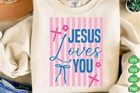 Striped Jesus Loves You PNG, Jesus SVG for T-Shirt Designs