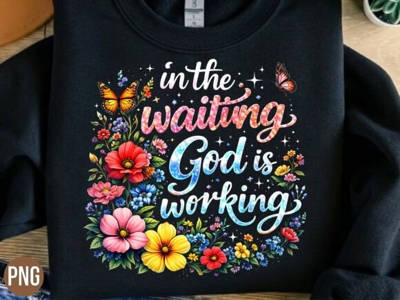 Waiting God Working Floral Christian PNG T-Shirt Designs