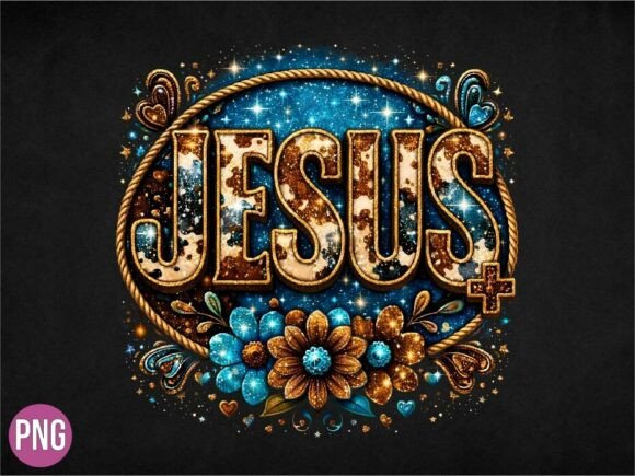 Western Christian Jesus Floral Lasso PNG T-Shirt Designs