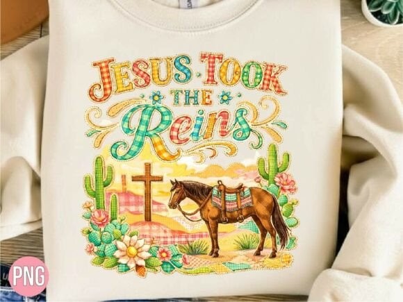 Western Jesus Took the Reins Horse PNG — T-Shirt Designs